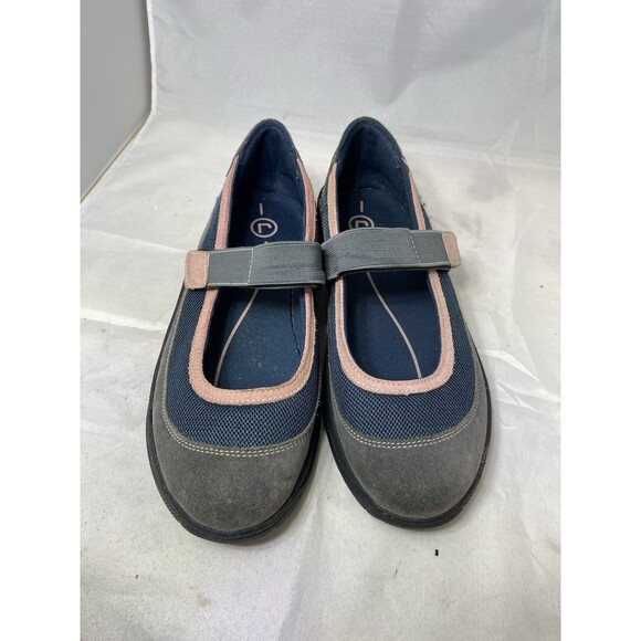 Rockport Seaview gray Suede pink Mesh Mary Jane Flats Loafers Shoe Size 9 EUC!!